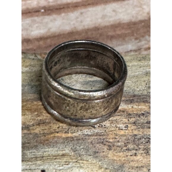 Vintage Sterling Silver 925 Band Ring With Double Groove Design Size 8 7.87g - Picture 1 of 7